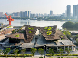 kengo kuma guangzhou astilleros rio perla arquitectura moderna piedra volcánica