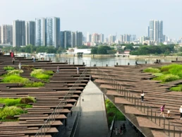 kengo kuma guangzhou astilleros rio perla arquitectura moderna piedra volcánica