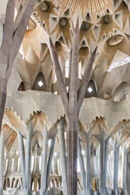 Basílica de la Sagrada Familia, Barcelona, Antoni Gaudí Torre Gherkin, Londres, Foster Partners Estadio Nacional, Pekín, Herzog de Meuron.