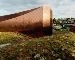 Centro de arte contemporáneo Large Île Seguin RCR arquitectes acero corten aluminio anodizado