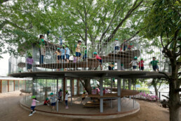 tezuka architects fuji school tree circular wooden crystal playground