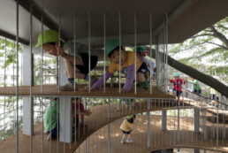 tezuka architects fuji school tree circular wooden crystal playground